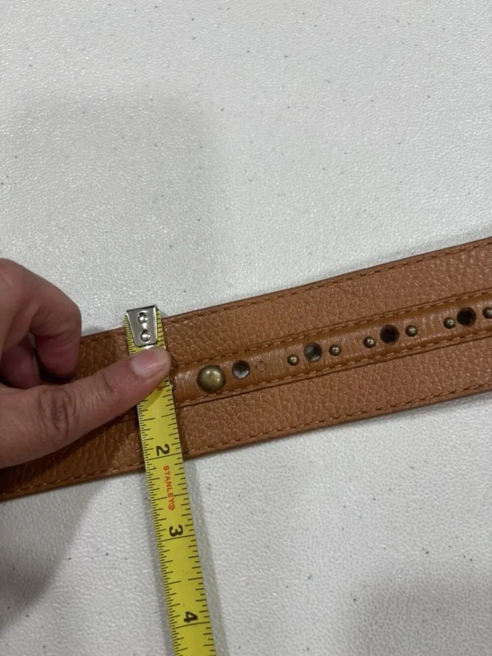 Michael Kors Wide Leather Studded Belt Tan Brown Size XL
